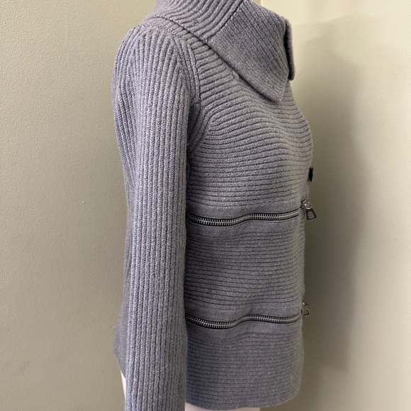 👚Barbara Bui Tricot Zippers Knit Cardigan/sweater Belts Grey 100% Wool si… - Picture 12 of 16